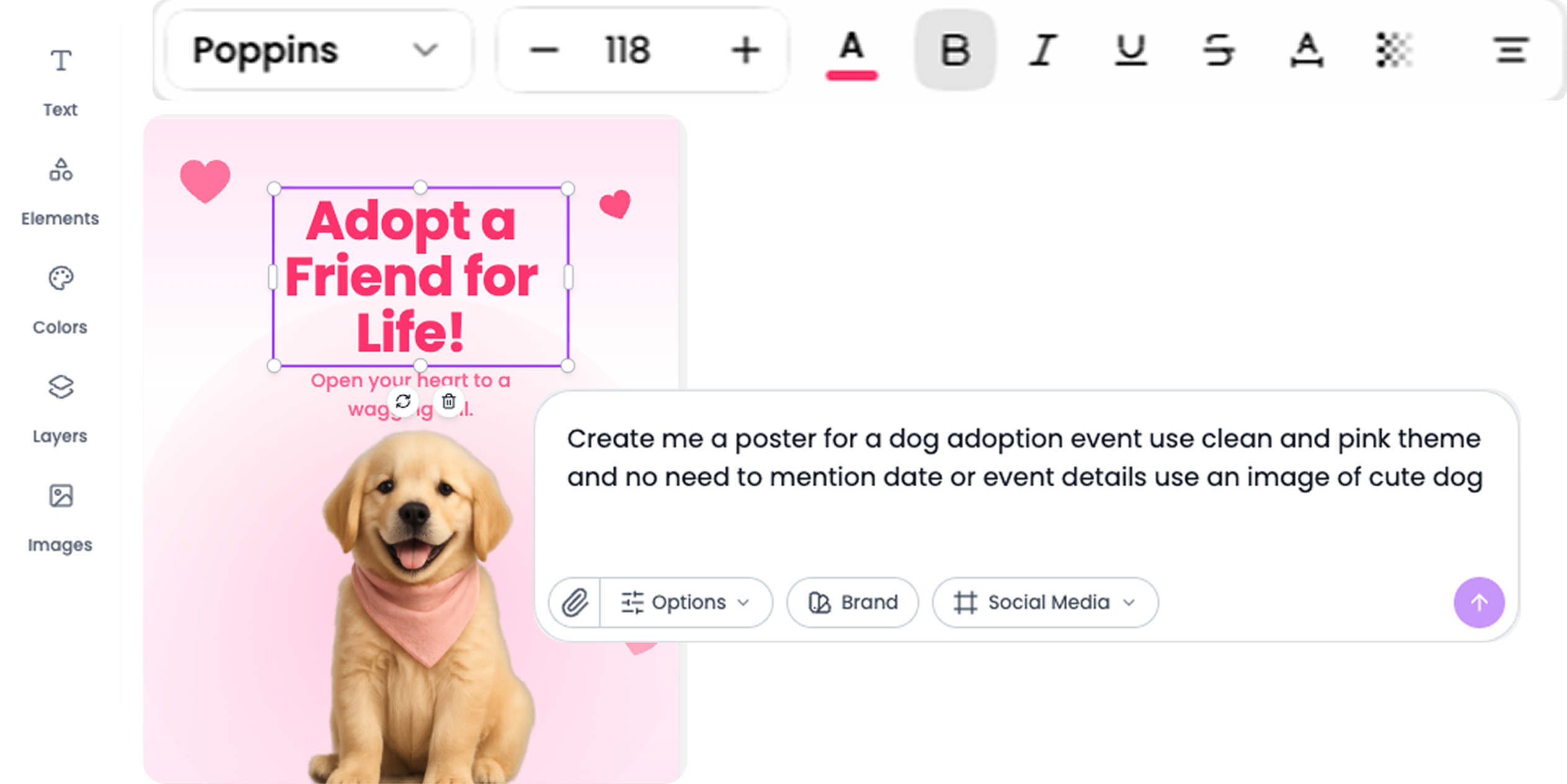Editable AI-generated designs